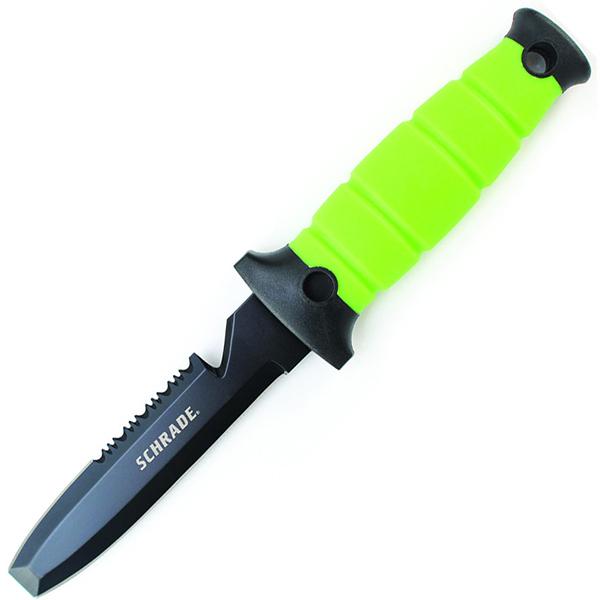 Dive Knife, Yellow Handle, Black Blunt Tip ComboEdge, Sheath MOWR3