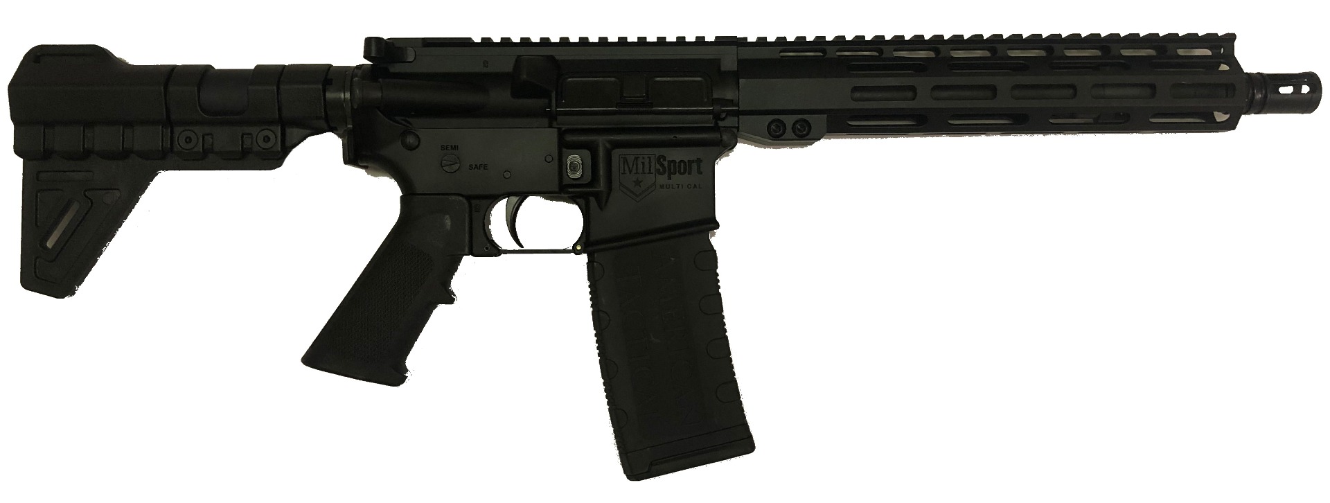 ATI MILSPORT Forged Aluminum AR Pistol - Black | 5.56NATO | 10.5" Barrel | 10" M-LOK Rail | Rear Blade