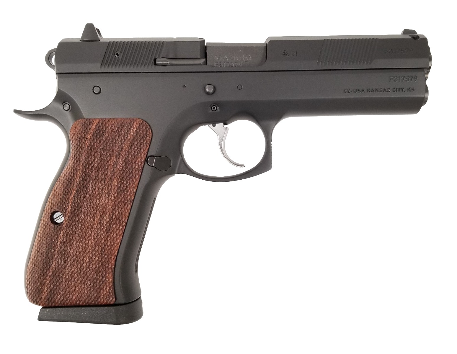 Cz 97 B California Compliant Pistol - Black | .45 ACP | 4.65" Barrel | 10rd | Wood Grips