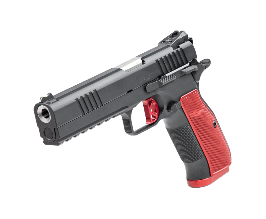 Dan Wesson DWX Pistol - Black | 9mm | 5" Barrel | 10rd | Fiber Optic Front Sight | Red Grips