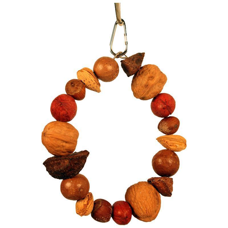 a&e cage company-happy beaks mixed nut ring toy- multicolored