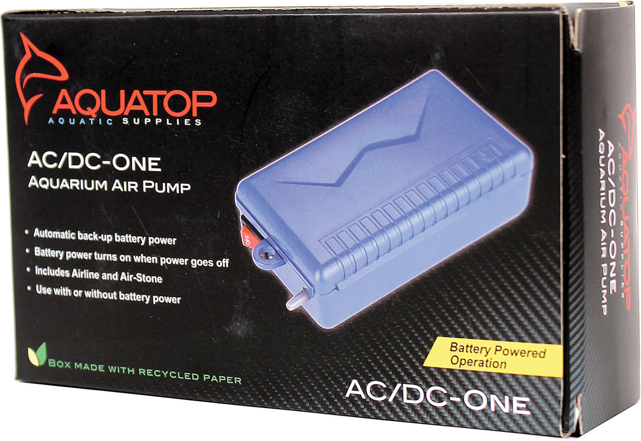 Aquatop Aquatic Supplies AC/DC Aquarium Air Pump Battery Power Blue 2.5
