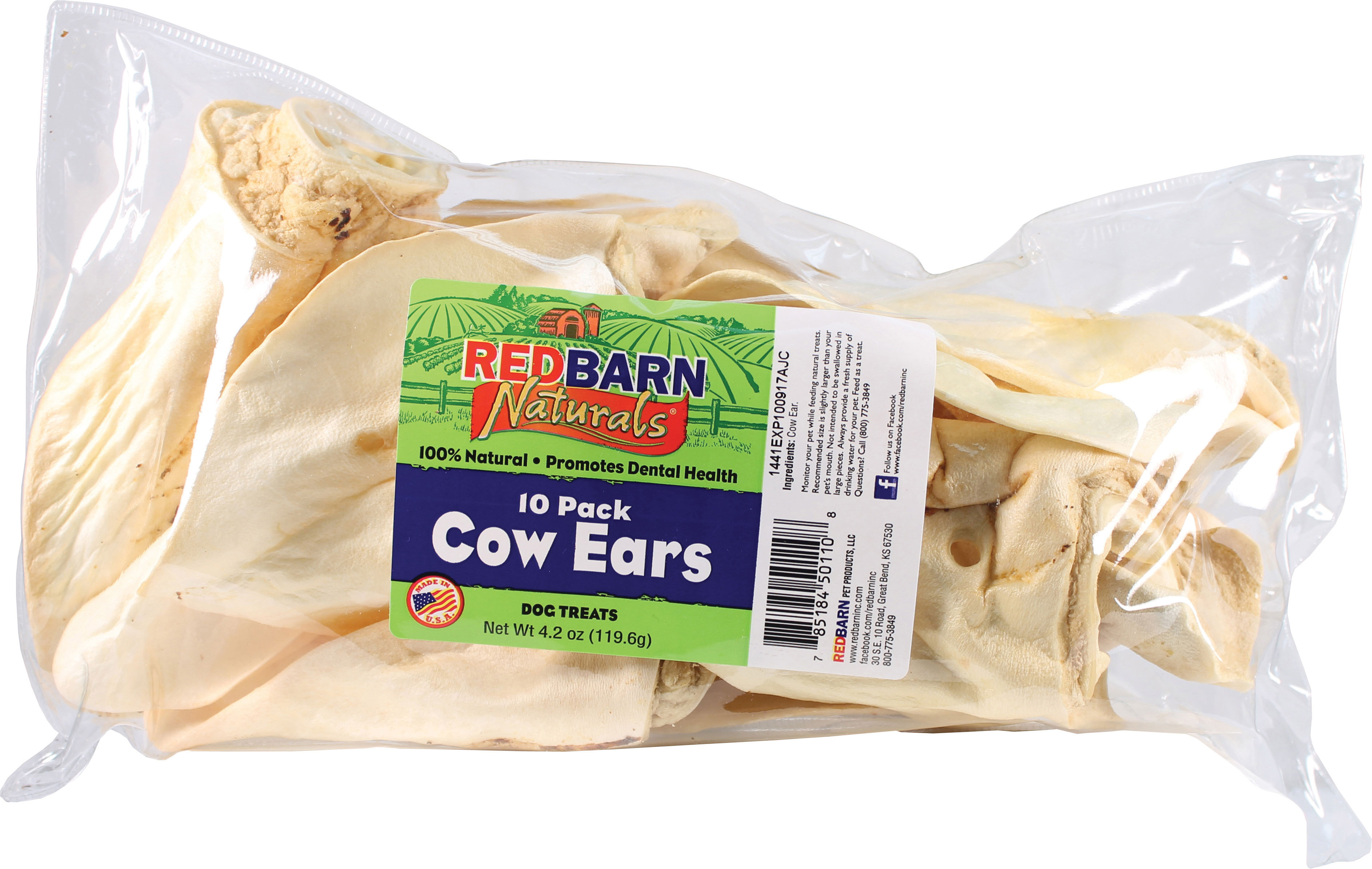 Redbarn Pet Products IncNaturals Cow Ears Dog Treats Natural 10 Pack
