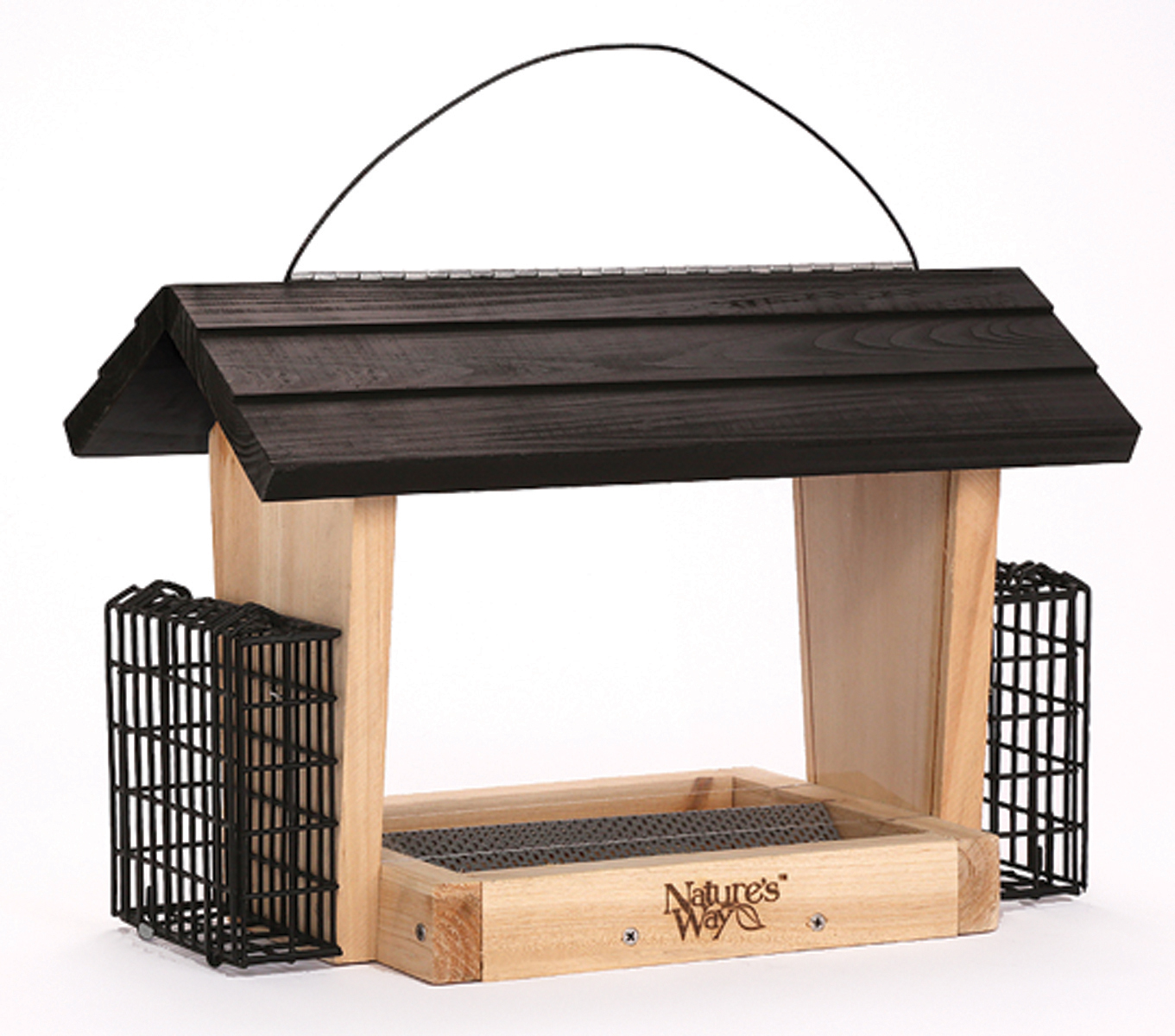 Natures Way Bird Feeder With Suet Cages Cedar 6 Quart Cap