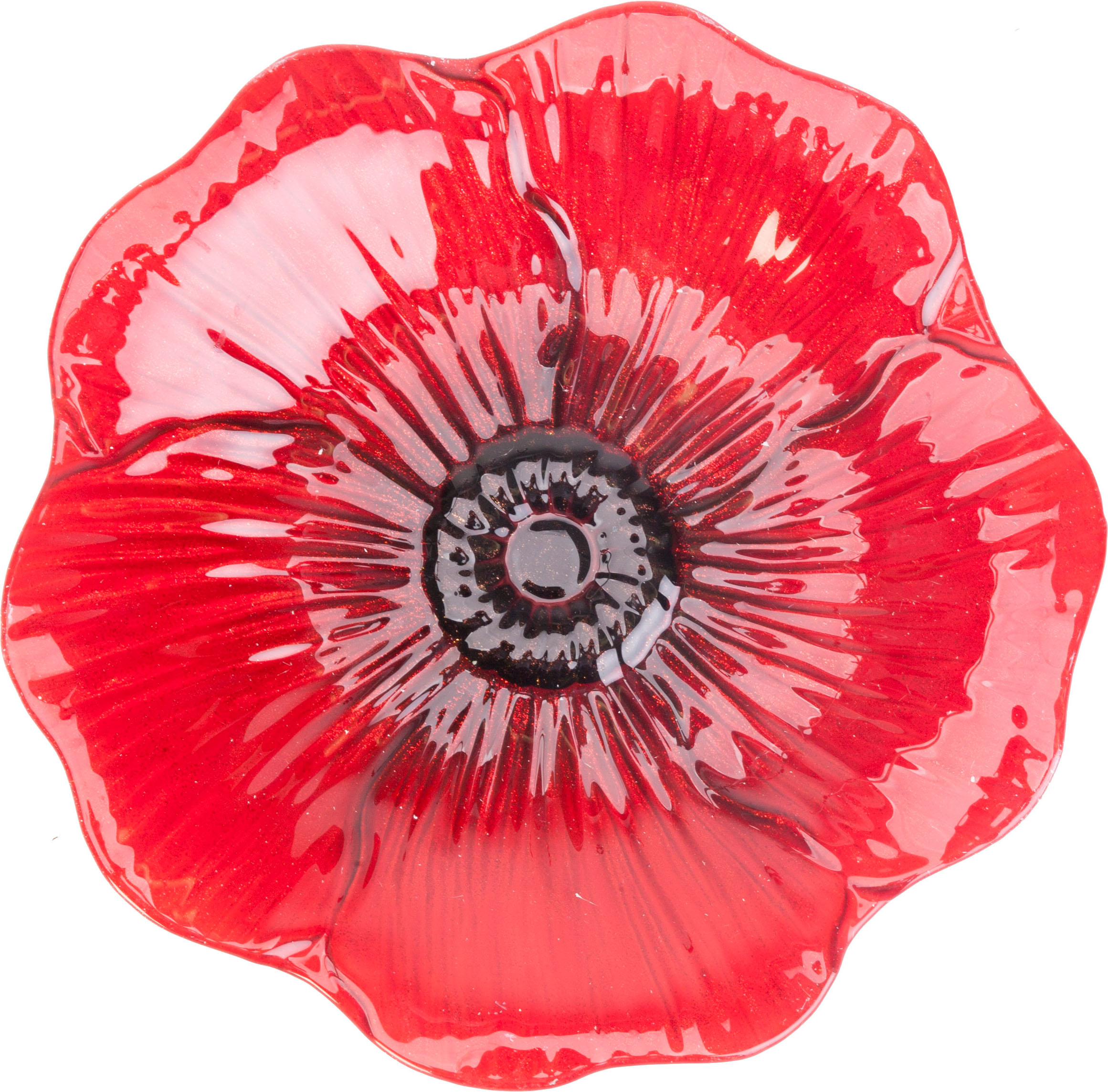 Panacea ProductsRed Poppy Glass Bird Bath With Stand Red Poppy 16