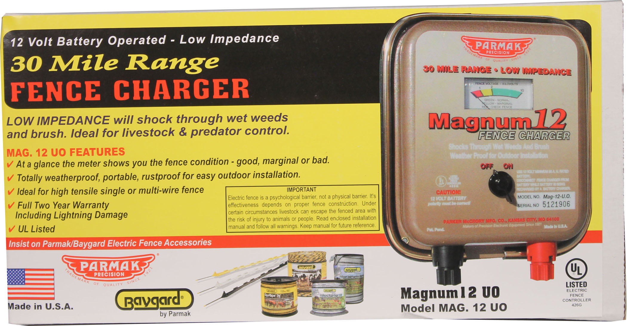 Parker Mccrory/baygard PParmak Magnum 12 Volt Fence Charger 30 Mile