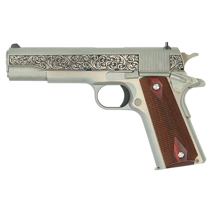 Colt Government Model "Filigree Frame and Barrel" Handgun .45 ACP 7rd Magazine 5" Barrel Stainless Frame