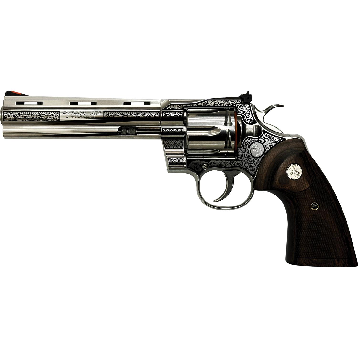 Colt Python "Filigree Barrel and Frame" Handgun .357 Mag 6rd Capacity 6" Barrel Stainless Finish Wood Grips