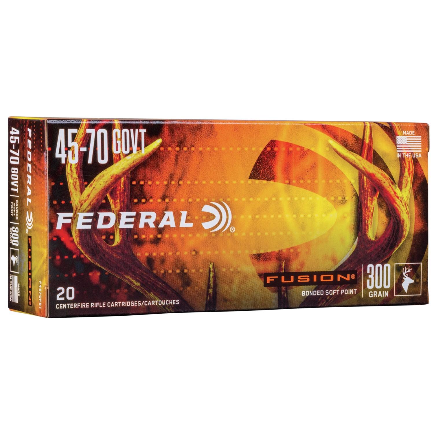 Federal Fusion Rifle Ammunition .4570 Govt 300 gr SP 1850 fps 20ct