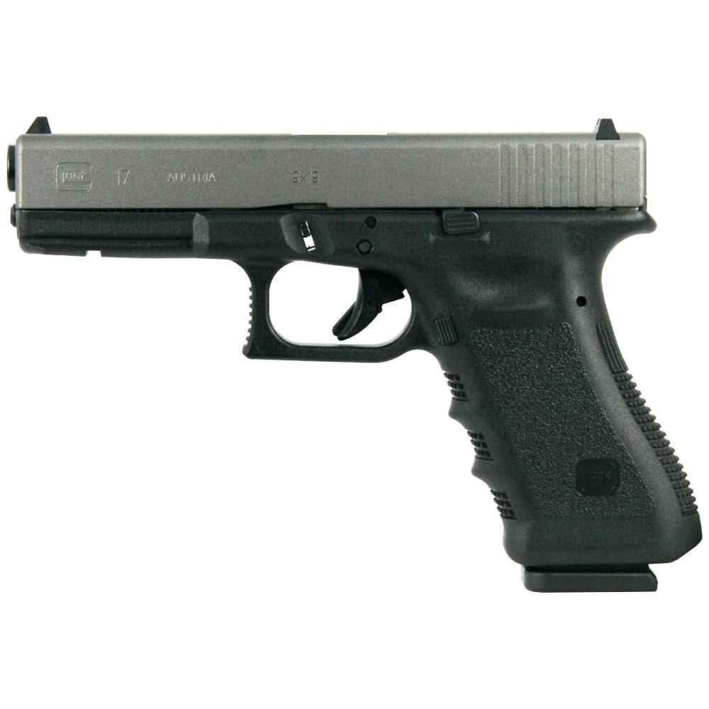 Glock 17 Gen 3 Custom "Two Tone Black Frame with Silver Slide" Handgun 9mm Luger 17/rd Magazines (2) 4.5" Barrel Austria