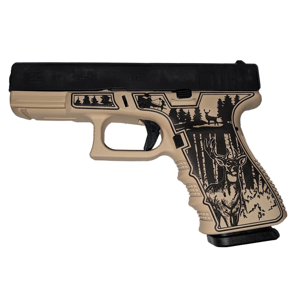 688099404253 Glock 19 Gen 3 Custom "Deer Hunter" Sand Handgun 9mm Luger 15rd Magazines (2) 4.02" Barrel Austria Made