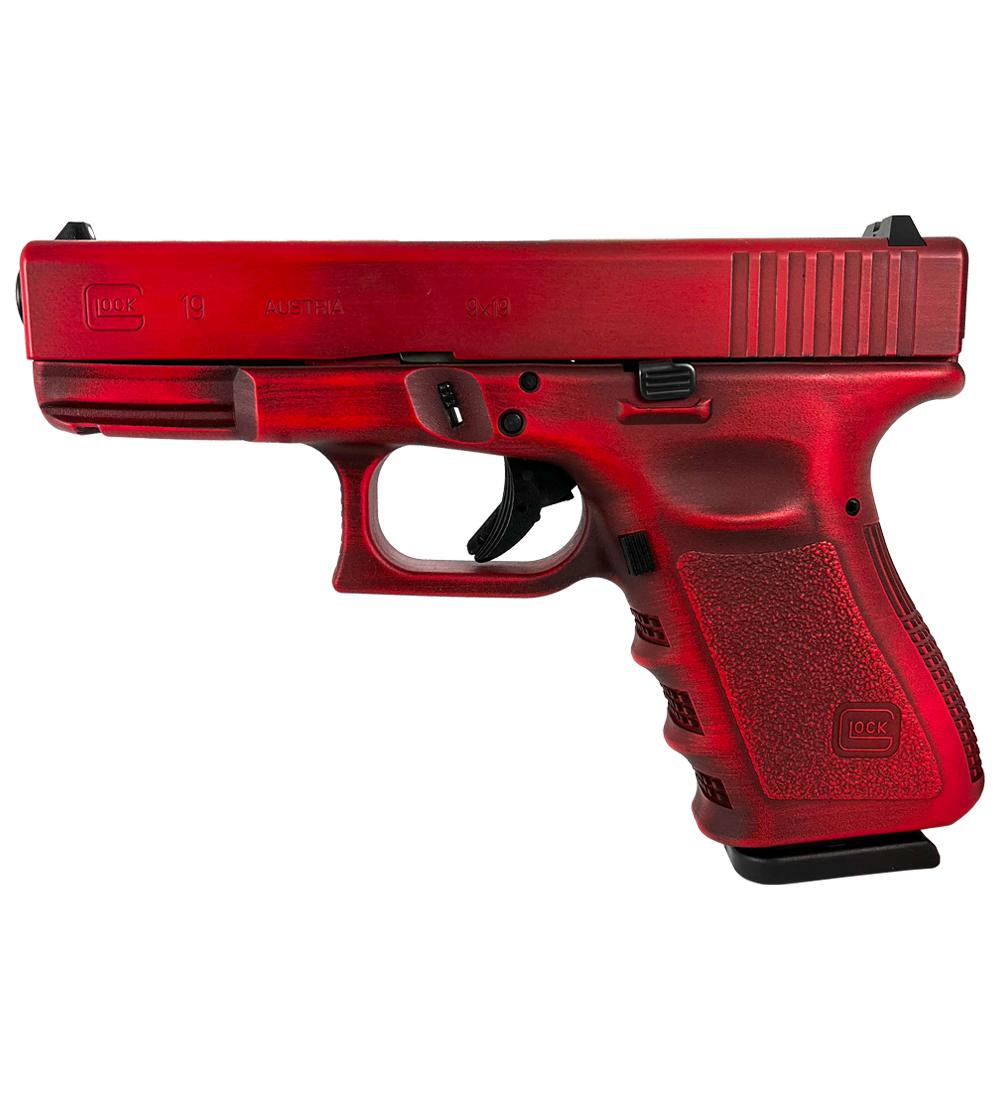 Glock 19 Gen 3 Custom "Distressed Red Slide and Grip" Handgun 9mm Luger 15/rd Magazine 4.02" Barrel