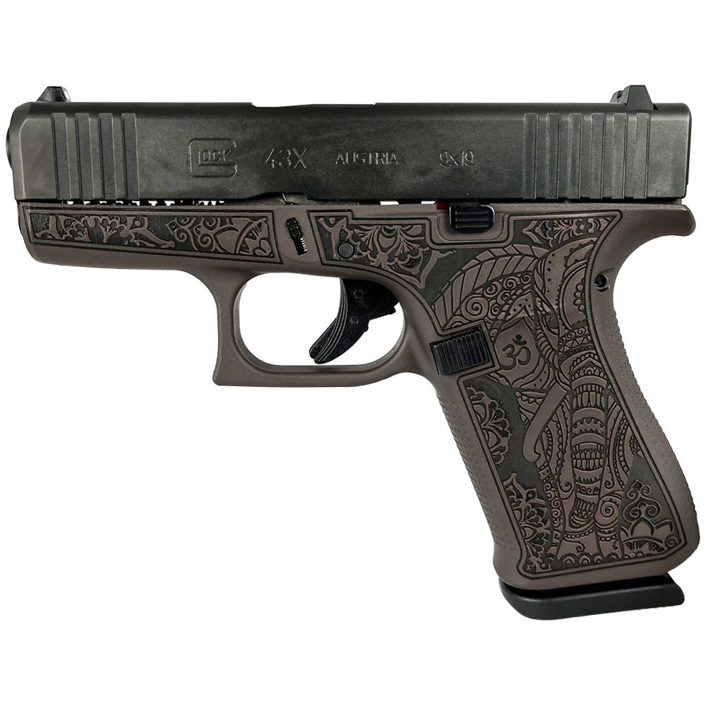 688099402792 Glock 43x Custom "Vortex Bronze Elephant Engraved" Subcompact Handgun 9mm Luger 10rd Magazines (2) 3.41" Barrel Austria