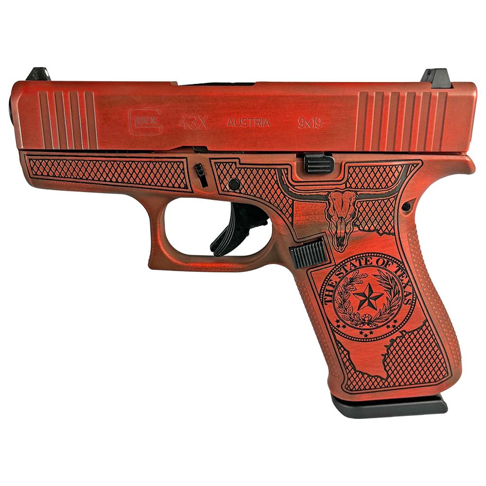 Glock 43x Custom "Texas Orange" Subcompact Handgun 9mm Luger 10rd Magazines (2) 3.41" Barrel Austria