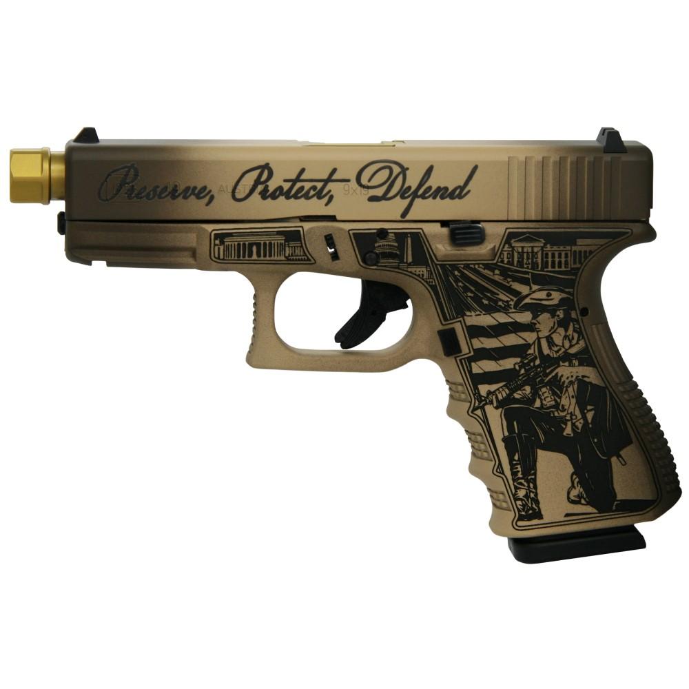 688099401238 Glock 19 Gen 3 Custom "Constitution Model" Compact Handgun 9mm Luger 15rd Magazines (2) 4.6" Threaded Barrel USA