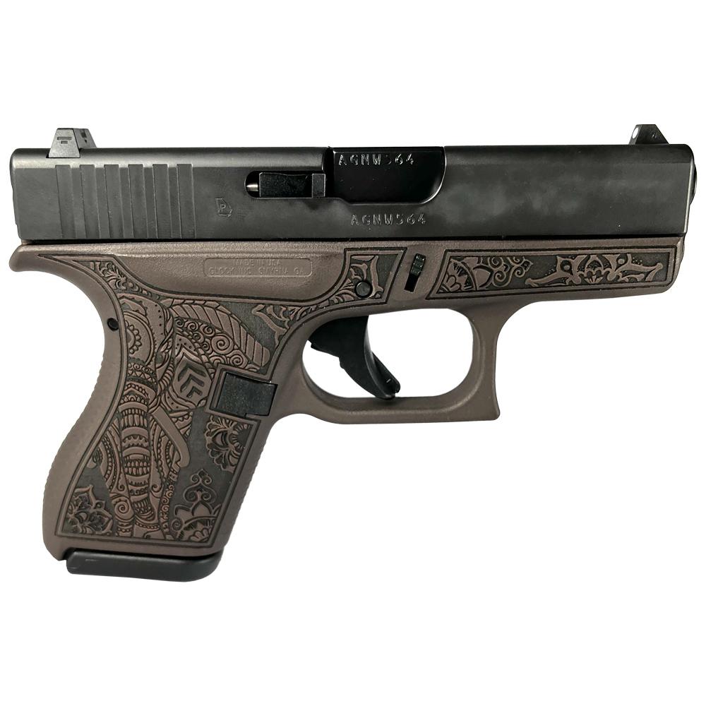 688099403164 Glock 42 Custom "Elephant Engraved Vortex Bronze Frame" Subcompact Handgun .380 ACP 6/rd Magazines (2) 3.25" Barrel USA