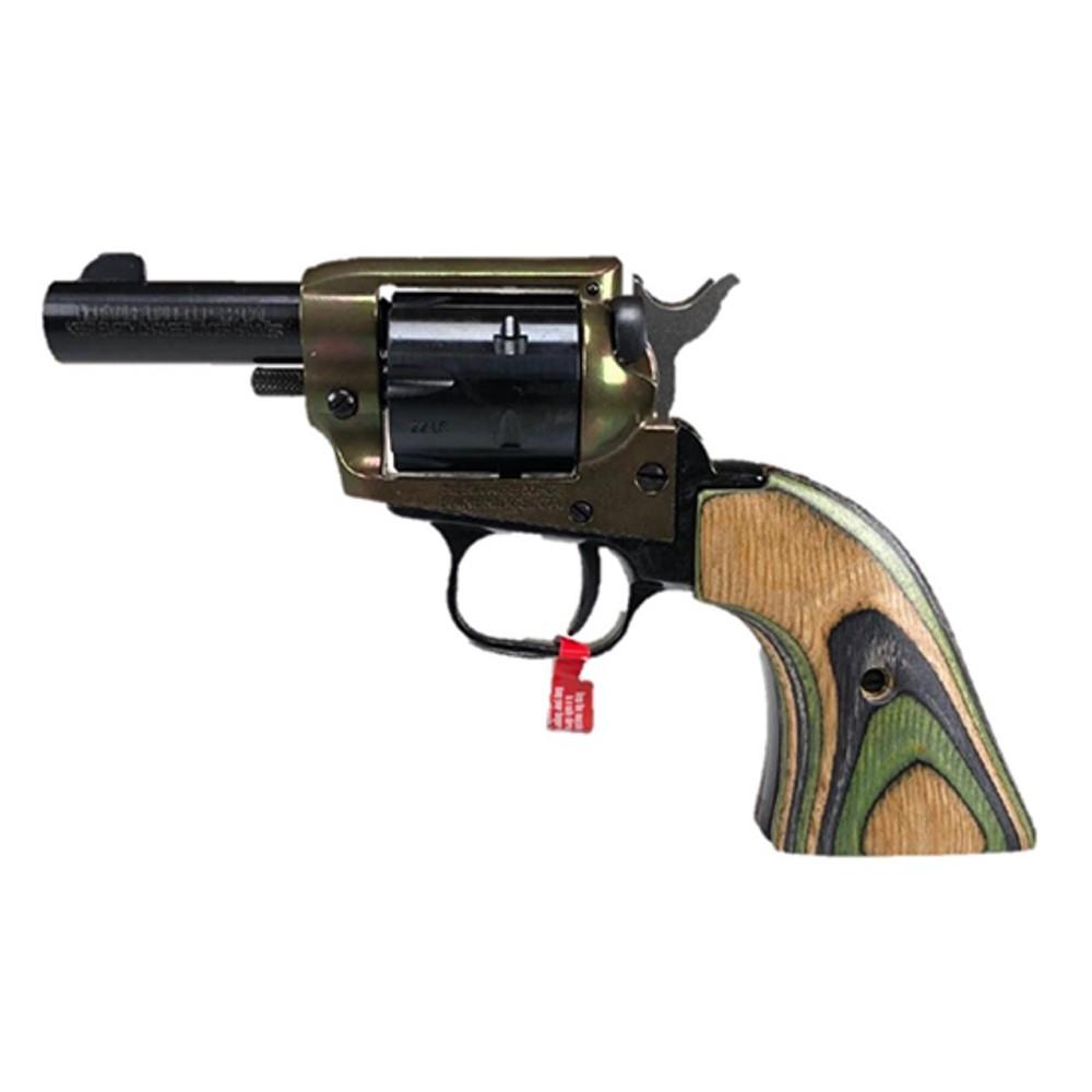 727962709054 Heritage Barkeep Handgun .22 LR 6rd Capacity 3" Barrel Black Case Hardened with Laminated Green Camo Grip