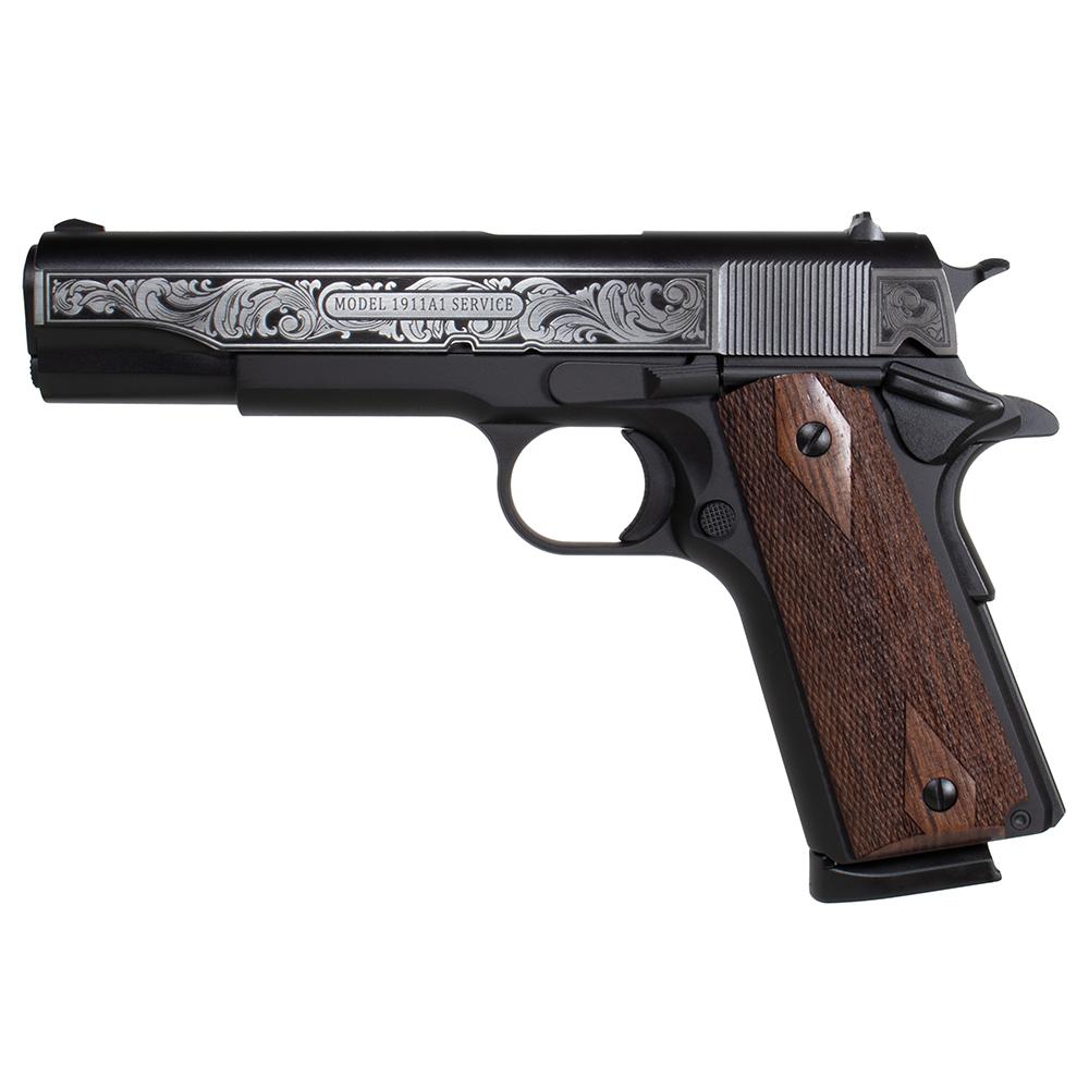 688099404802 SDS Imports Tisas "Filigree Stainless Steel" 1911 A1 Service 45 Handgun .45 ACP 8rd Magazine 5" Barrel Black Cerakote