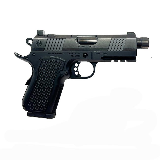 Alpha Foxtrot AF1911-S15 AMBI-BOB Handgun 9mm Luger 15rd Magazine 3.5 Threaded Barrel Optic Ready DLC Black
