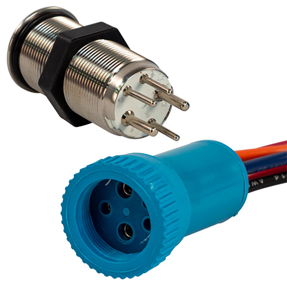 Bluewater 19mm Push Button Switch - Off/(On) Momentary Contact - Blue/Red LED - - Picture 1 of 1