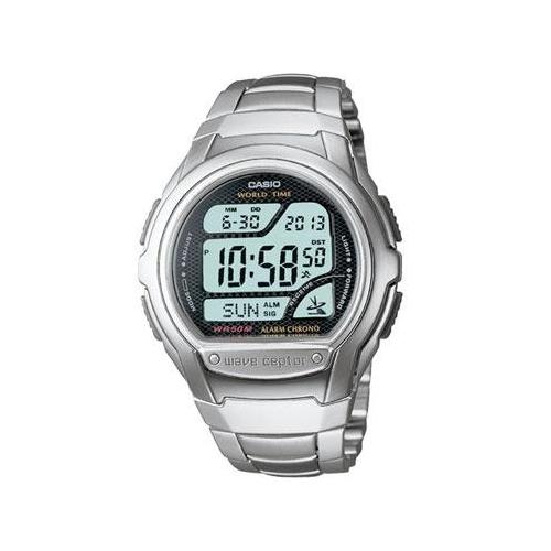 casio atomic digital watch silver