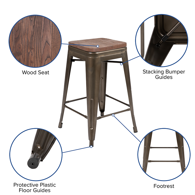 Gray 24" High Metal Stool