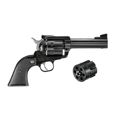 736676003082 .357 Magnum/9mm New Blackhawk Convertible - BN-34X, 4.62" Barrel, 6 Rounds, Black Checkered Hard Rubber Grips/Blued