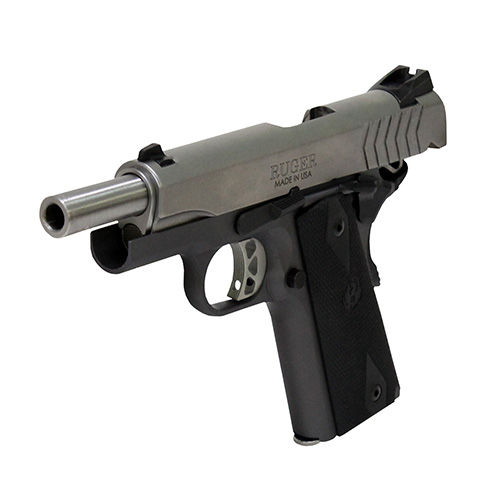 736676067220 SR1911 - 9mm, 4.25" Barrel, 9 Rounds, Black Rubbizered Grip Panels/Stainless Steel