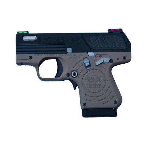 PKO-45 Pocket Pistol - .45 ACP, 7 Rounds, HiViz Sights, Desert Sand with Black Barrel and Slide