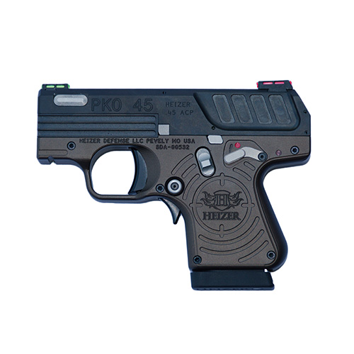 PKO-45 Pocket Pistol - .45 ACP, 7 Rounds, HiViz Sights, Brown with Black Barrel and Slide