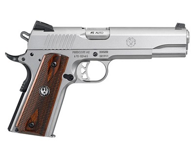 736676067008 SR1911 - .45 Auto, 5" Barrel, 8 Rounds, Low-Glare Stainless Grips/SS