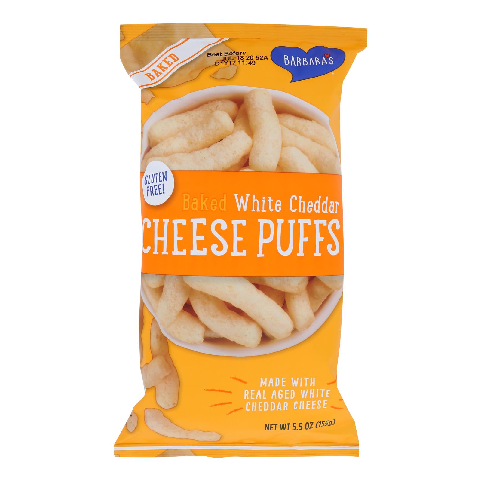 Barbara's Bakery Baked White Cheddar Cheese Puffs Case Of 12 5.5
