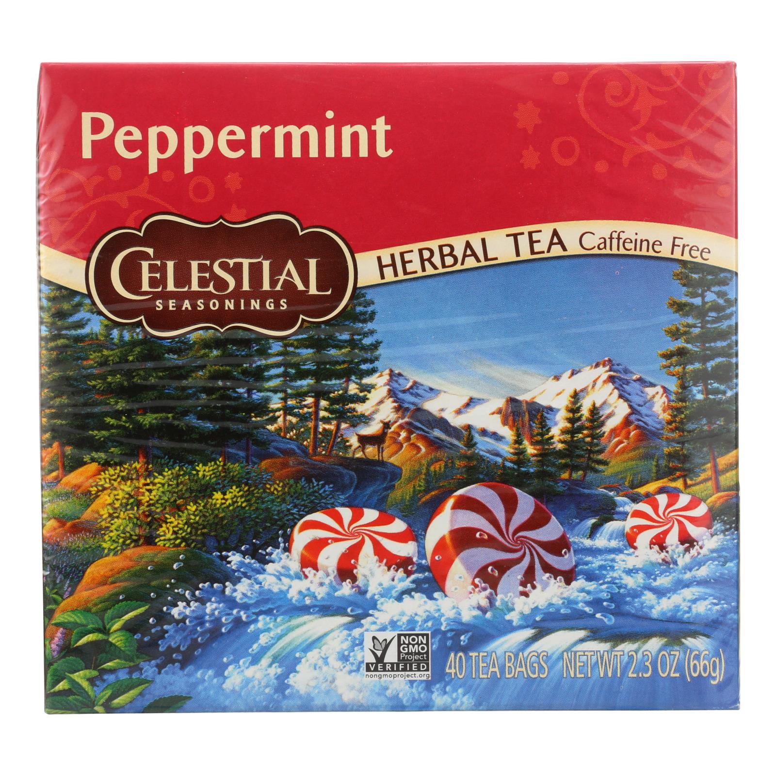 Celestial Seasonings Herbal Tea Caffeine Free Peppermint 40 Tea Bags CS