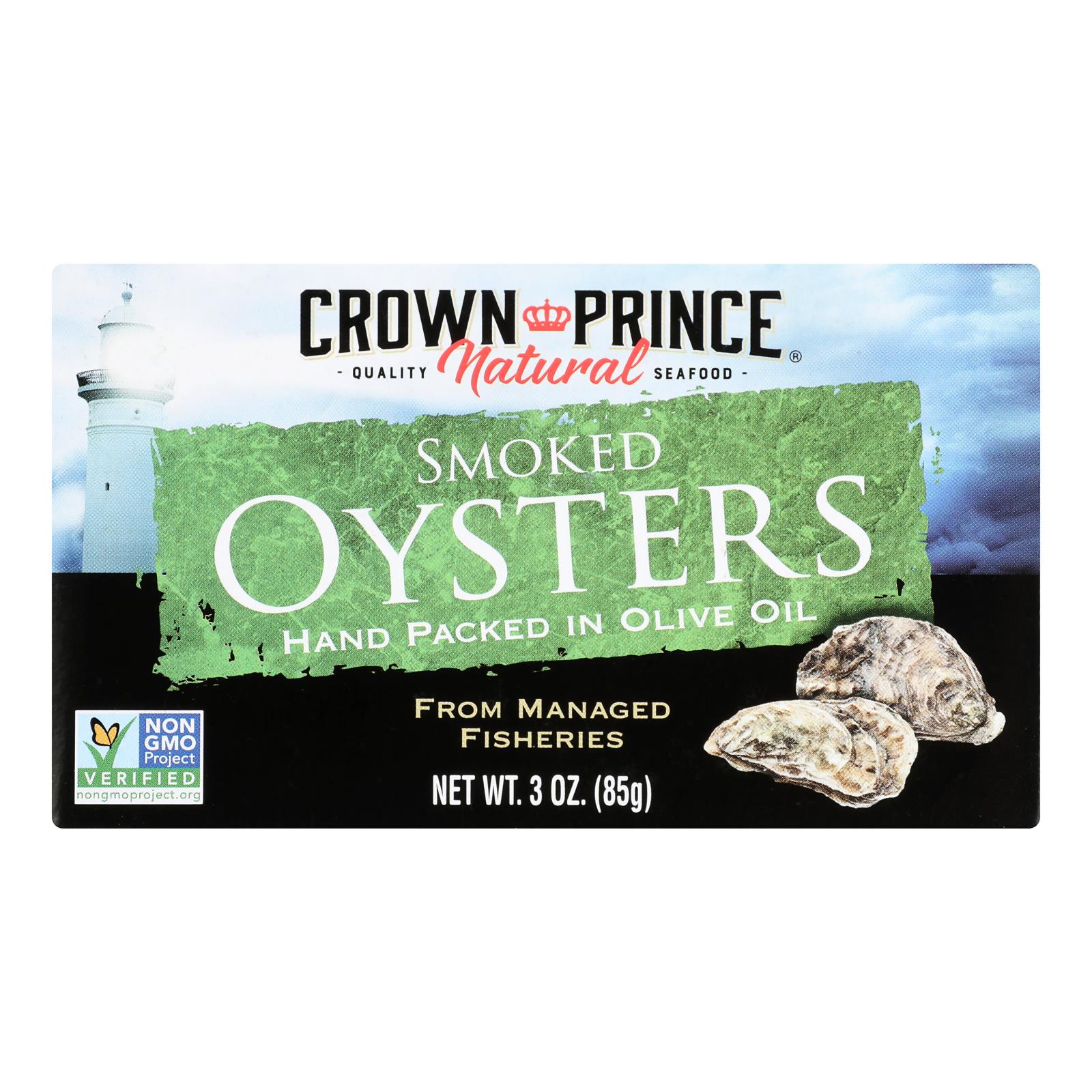 Crown Prince Oysters Naturally Smoked In Pure Olive Oil 3 Oz Case