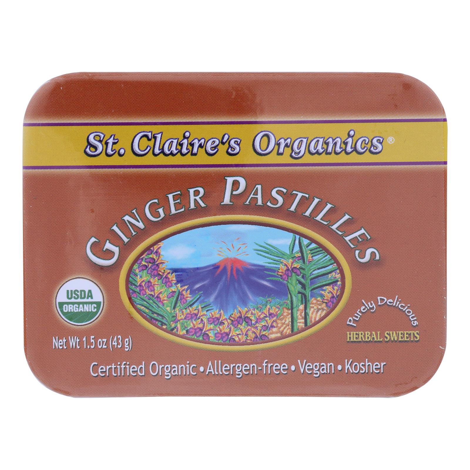 St Claire's Organics Ginger Pastilles Herbal Sweets 1.5 Oz Case Of
