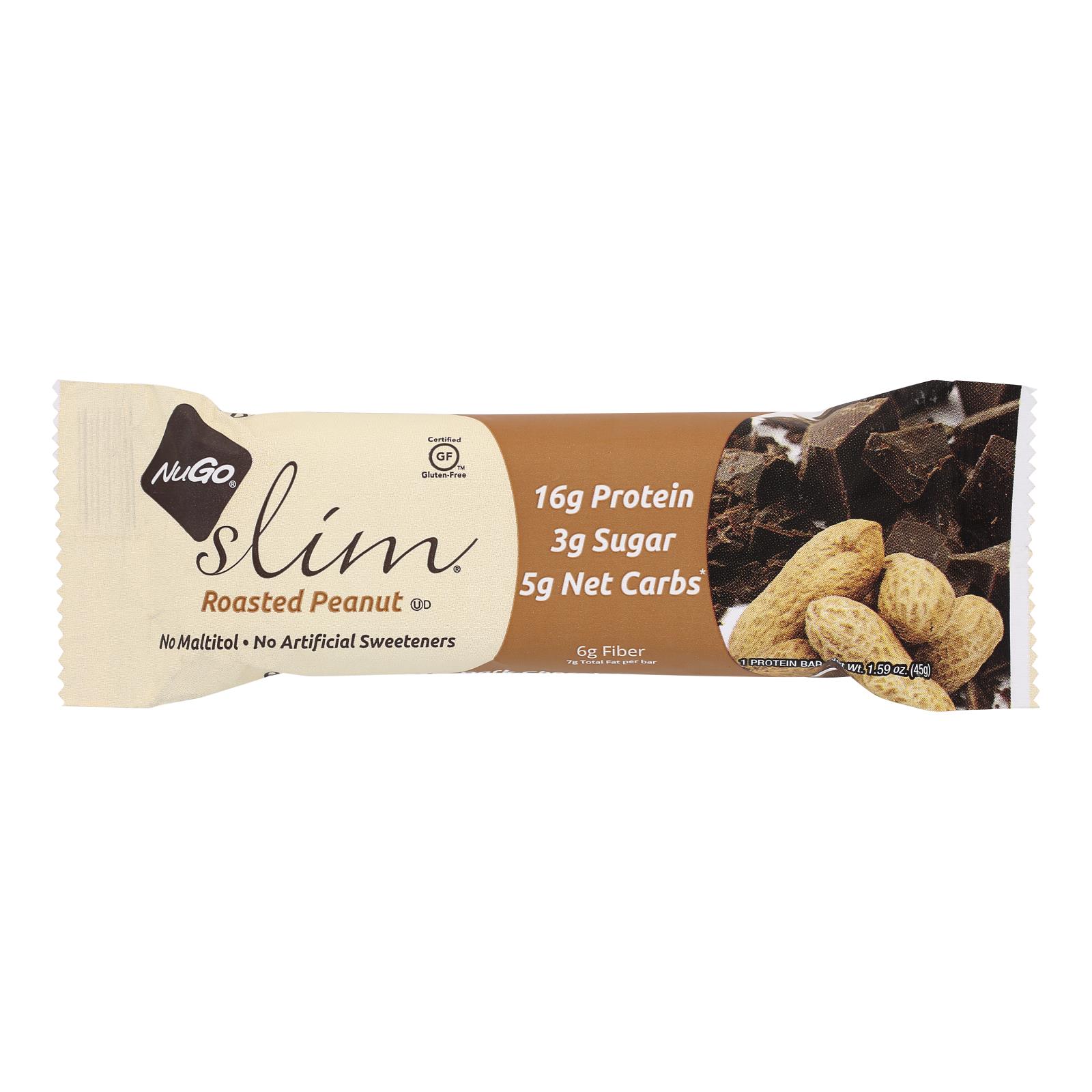Nugo Nutrition Bar Slim Roasted Peanut 1.59 Oz Bars Case Of 12