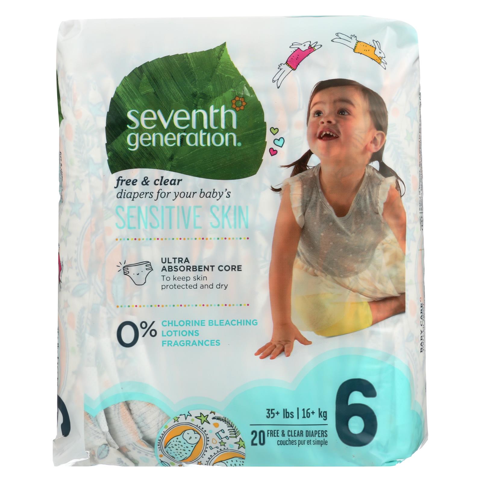 Seventh Generation Free And Clear Baby Diapers Stage 6 Case Of 4