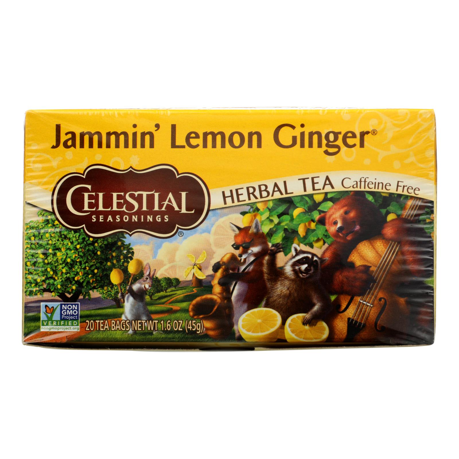 Celestial Seasonings Herbal Tea Jammin' Lemon Ginger Caffeine Free CS/6
