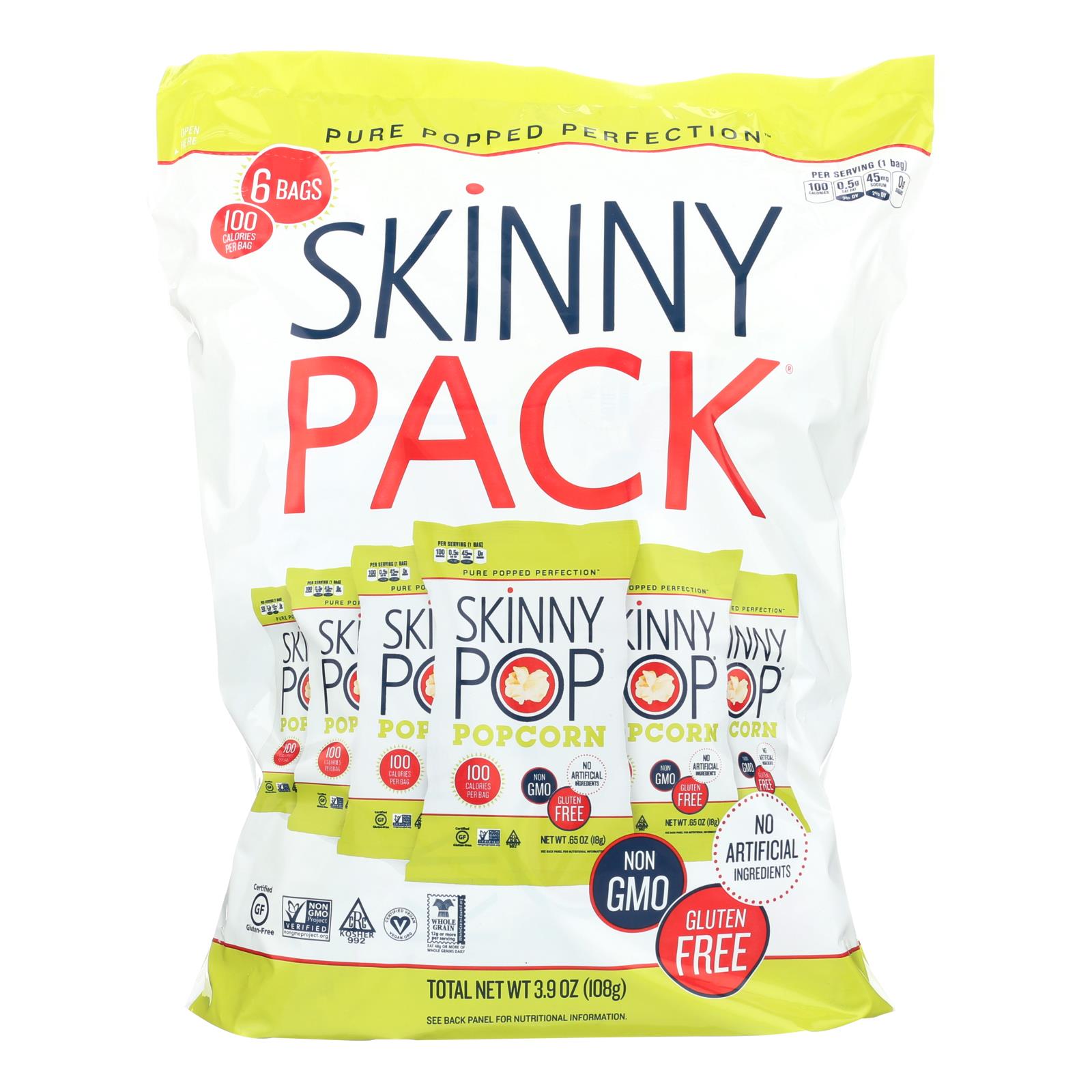 SKINNY Pop Popcorn .65oz Bags Snack Foods Food Beverages Pack of 6