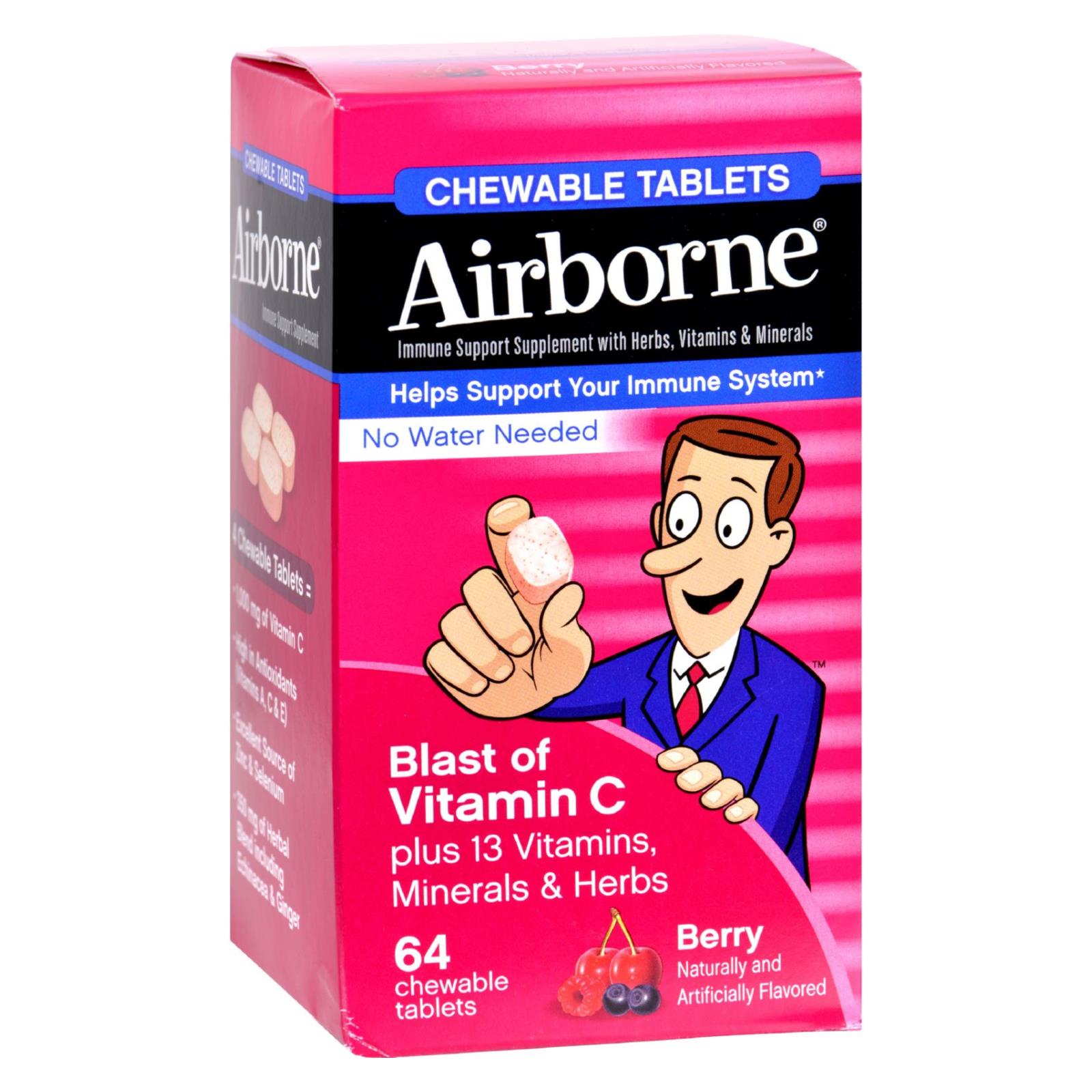 Airborne Chewable Tablets With Vitamin C Berry 64 Tablets eBay