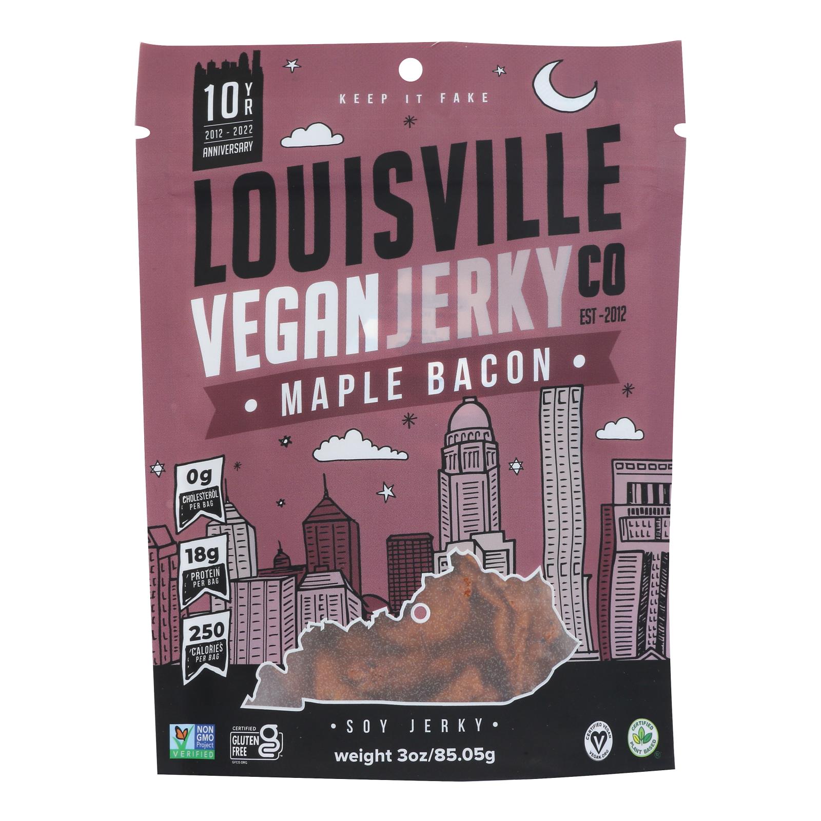 Louisville Vegan Jerky Maple Bacon 3oz & Primal Strips Texas BBQ for