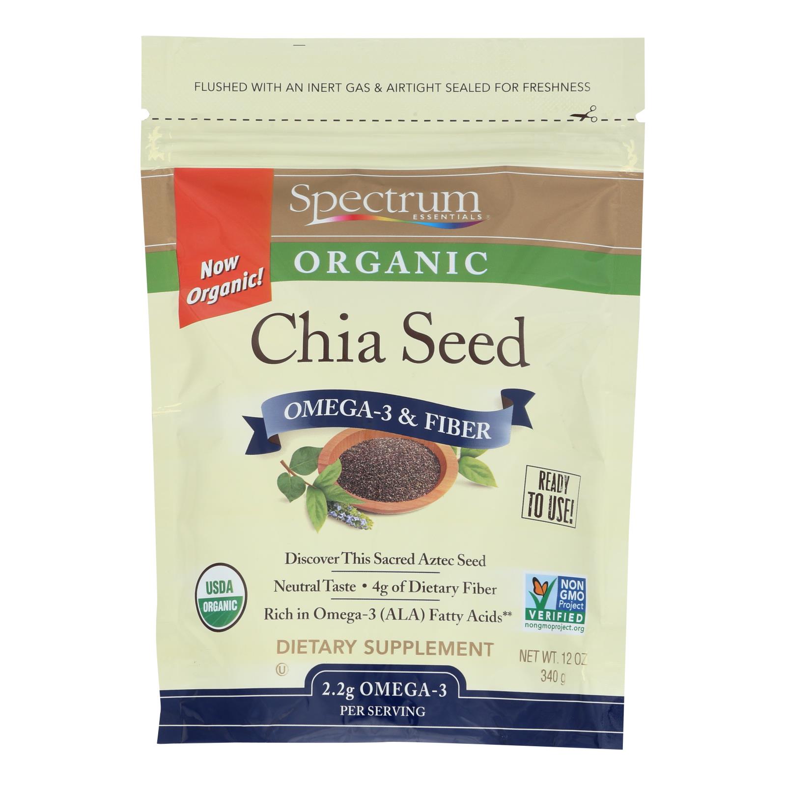 Spectrum Essentials Organic Chia Seeds Omega3 And Fiber 12 Oz eBay