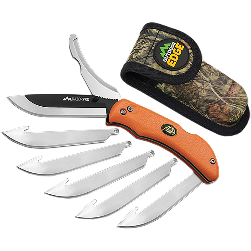 Outdoor Edge Razor Pro Knife Orange 6 Blades Clamshell Fixed Blade