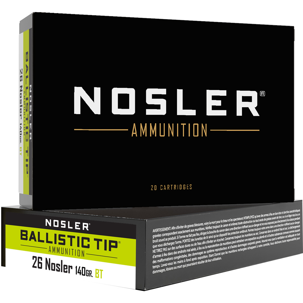 054041434591 Nosler Ballistic Tip Rifle Ammunition 26 Nosler 140 Gr. Bt Sp 20 Rd.