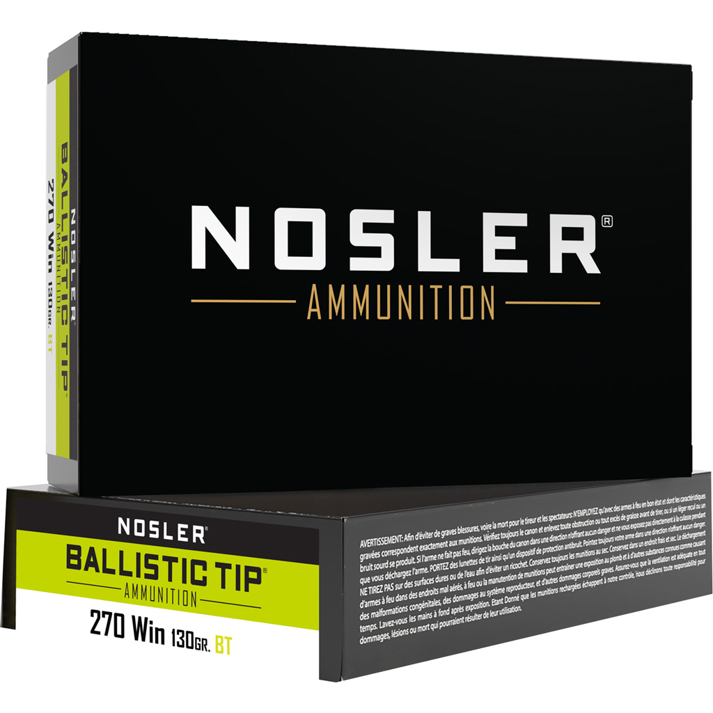 054041400626 Nosler Ballistic Tip Rifle Ammunition 270 Win. 130 Gr. Bt Sp 20 Rd.
