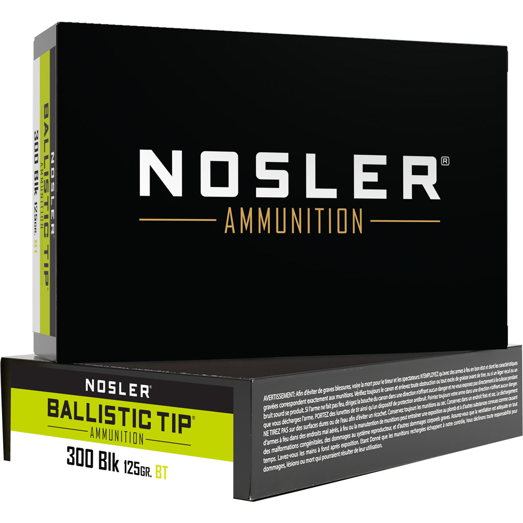 054041610322 Nosler Varmint Ballistic Tip Rifle Ammunition 300 Blackout 125 Gr. Bt Sp 20 Rd.