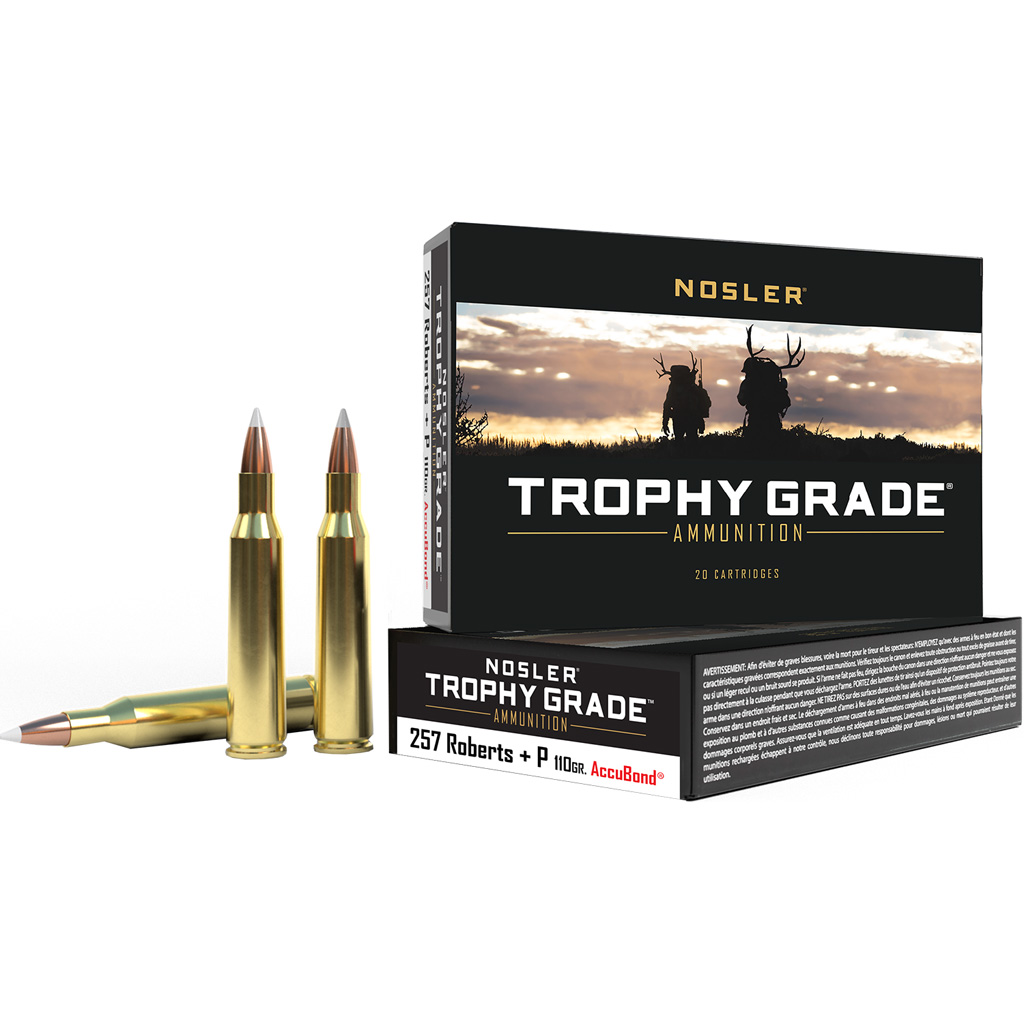 054041600101 Nosler Trophy Grade Rifle Ammunition 257 Roberts +p 110 Gr. Ab Sp 20 Rd.