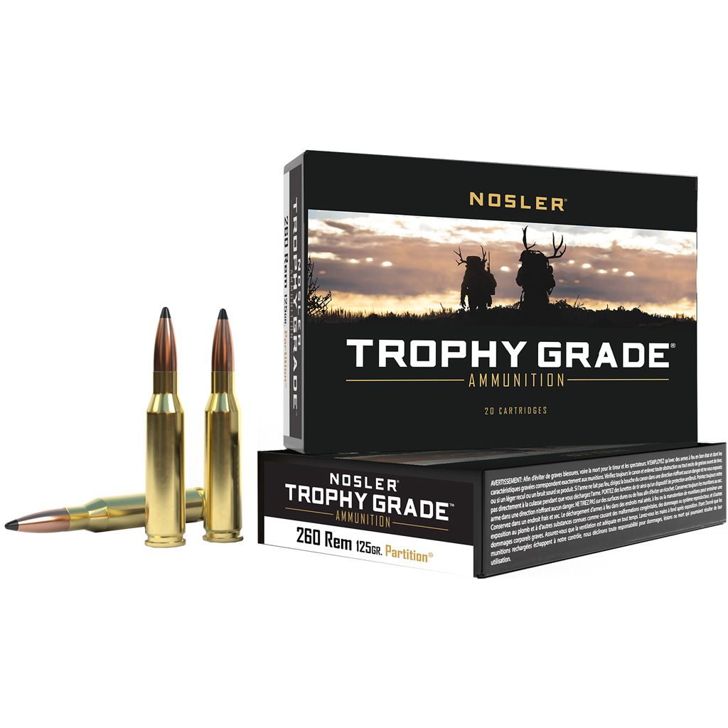 054041600187 Nosler Trophy Grade Rifle Ammunition 260 Rem. 125 Gr. Pt Sp 20 Rd.
