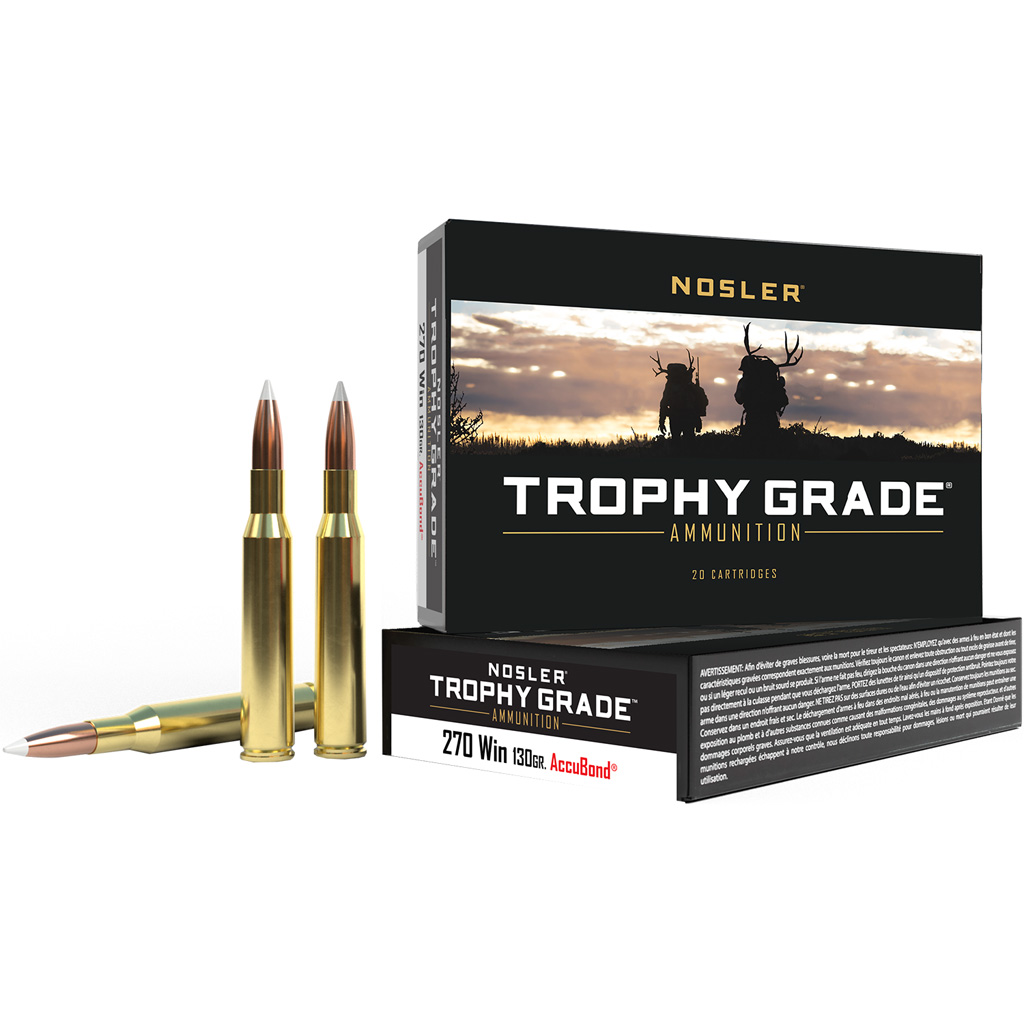 054041600255 Nosler Trophy Grade Rifle Ammunition 270 Win. 130 Gr. Ab Sp 20 Rd.