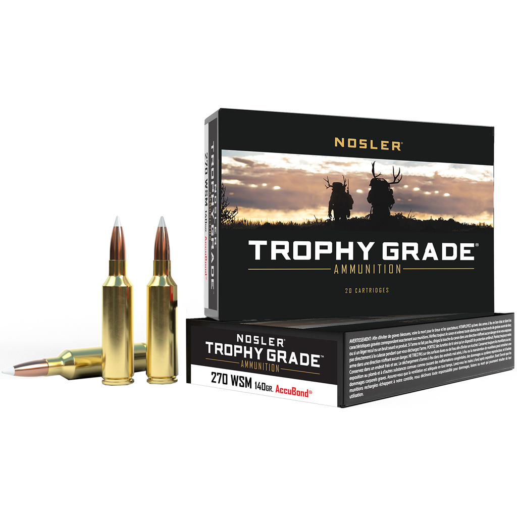 054041600309 Nosler Trophy Grade Rifle Ammunition 270 Wsm 140 Gr. Ab Sp 20 Rd.